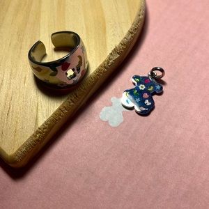 Tous Stain steel set ring and pendant